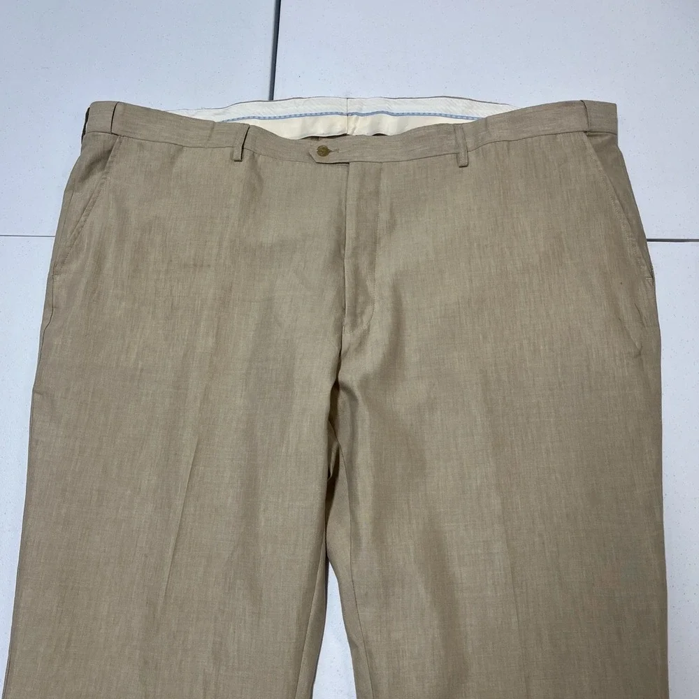 Oak Hill Pants Mens 52x30 Beige Linen Blend Trousers Lightweight Summer‎ Beach